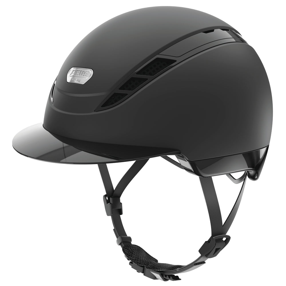 Black equestrian horse riding helmet