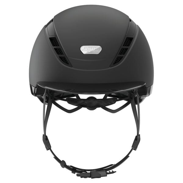 Black equestrian horse riding helmet