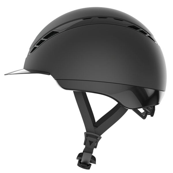 Black equestrian horse riding helmet
