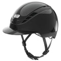 Shiny black equestrian horse riding helmet