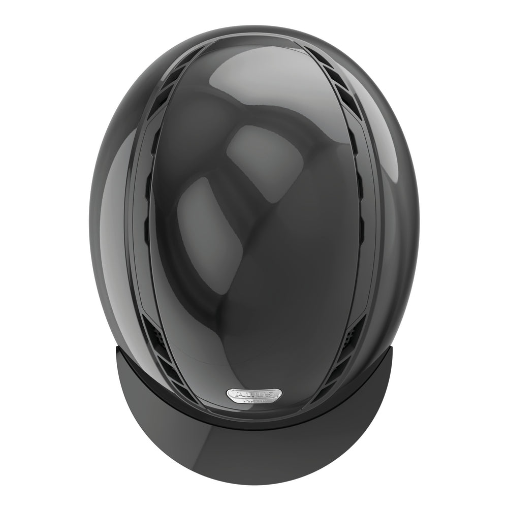 Shiny black equestrian horse riding helmet