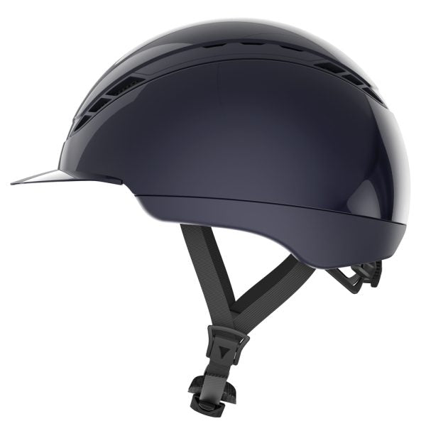 Shiny blue equestrian horse riding helmet