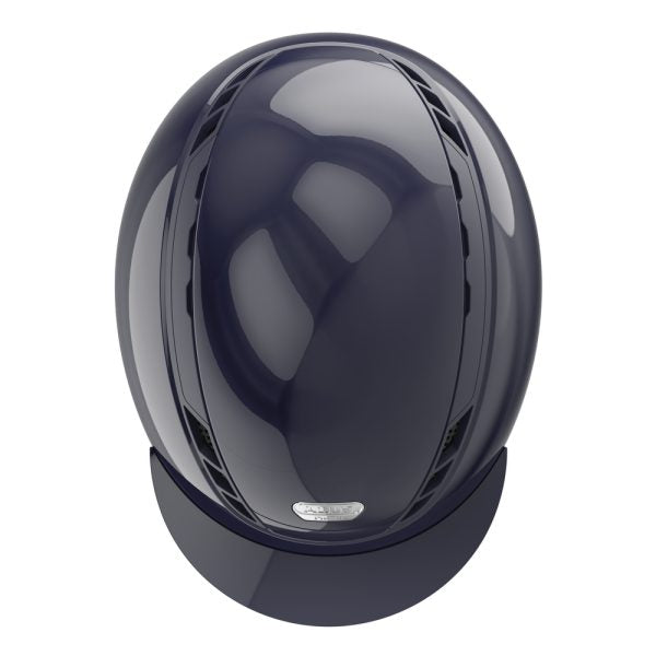 Shiny blue equestrian horse riding helmet