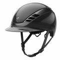 Shiny black chrome style equestrian horse riding helmet