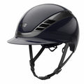 Shiny blue chrome style equestrian horse riding helmet