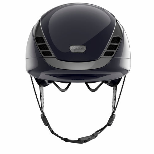 Shiny blue chrome style equestrian horse riding helmet