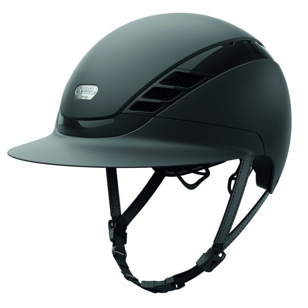 Black equestrian horse riding helmet 