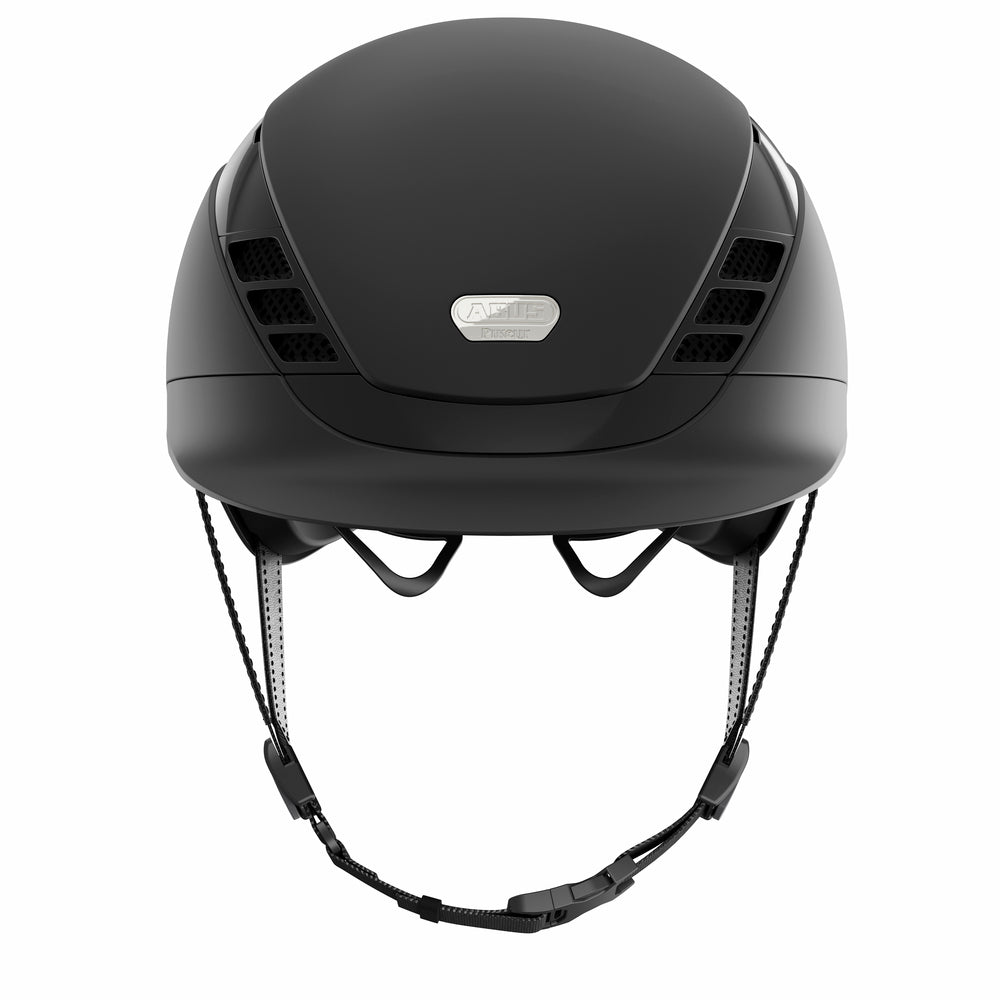 Black equestrian horse riding helmet