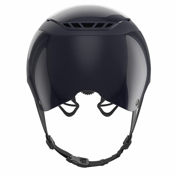 Shiny blue equestrian horse riding helmet