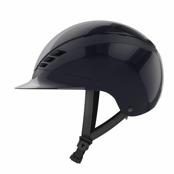 Shiny blue equestrian horse riding helmet