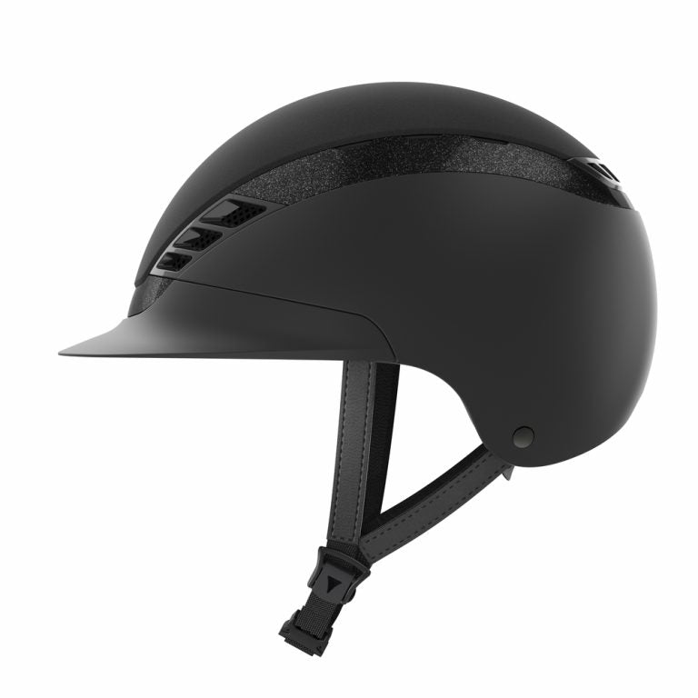 Black equestrian horse riding helmet