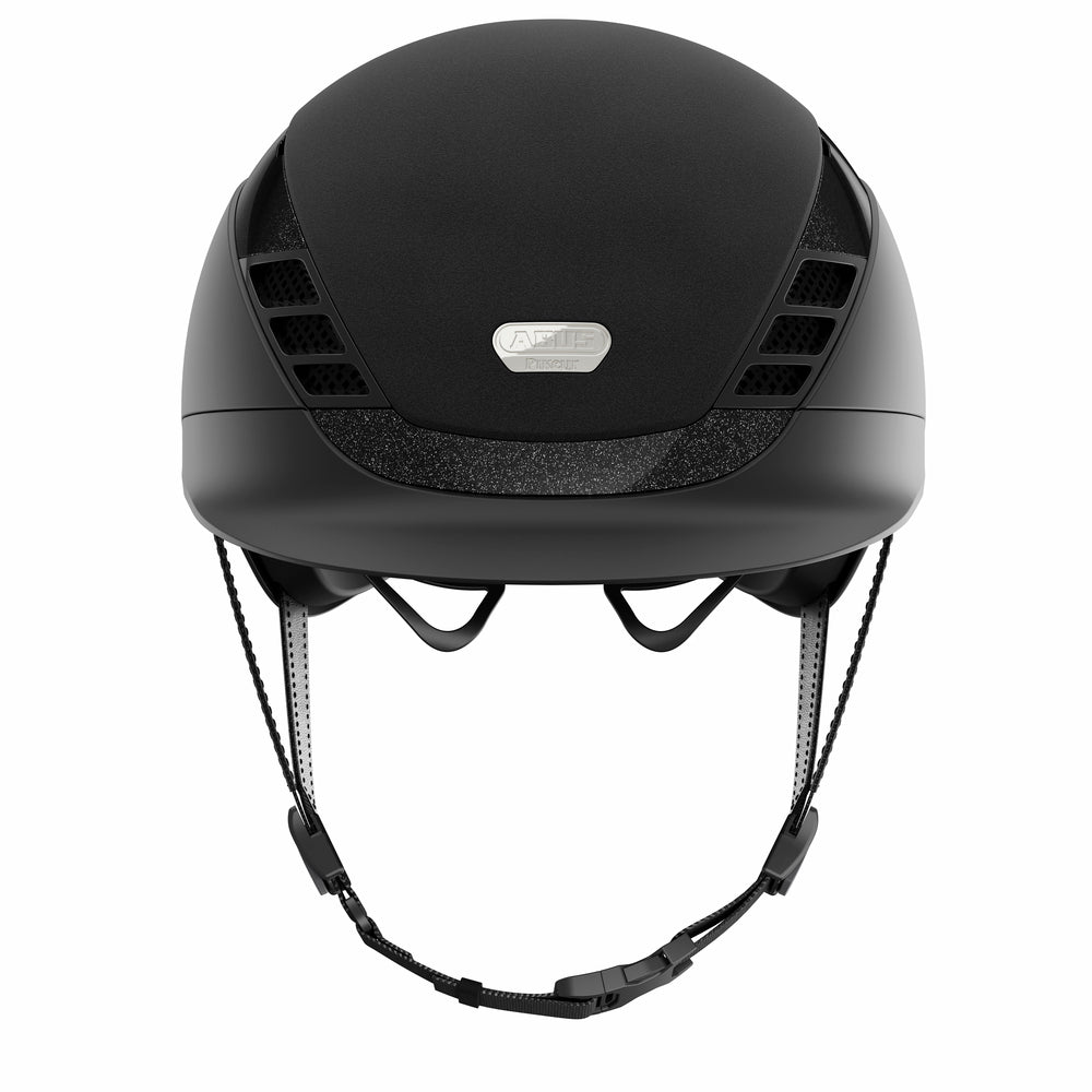 Black equestrian horse riding helmet 