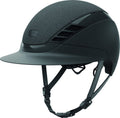 Sparkly black equestrian horse riding helmet with long visor