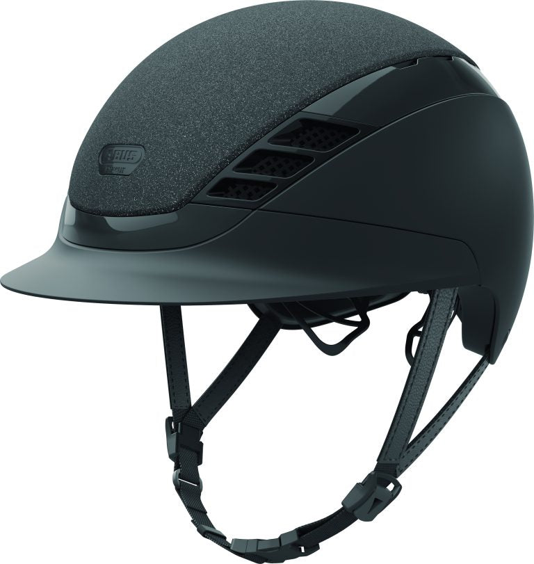 Sparkly black equestrian horse riding helmet