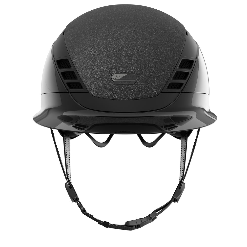 Black shiny equestrian horse riding helmet 