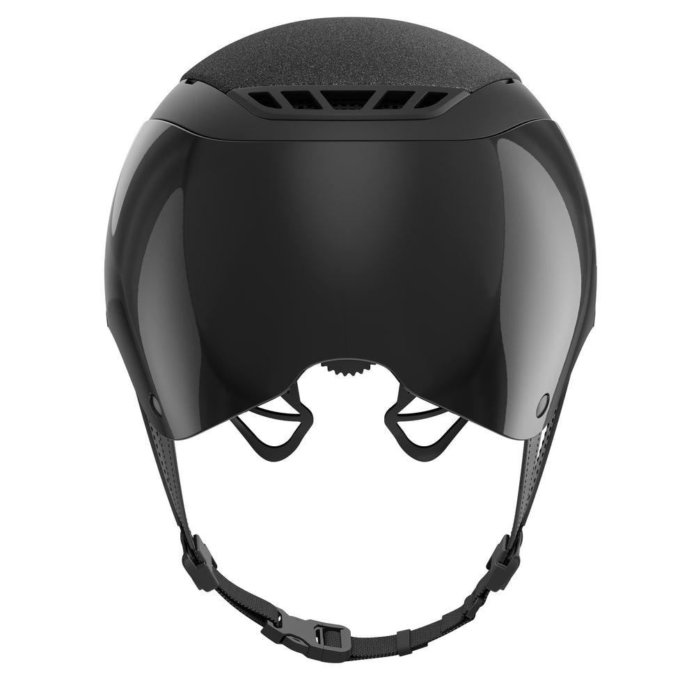 Black shiny equestrian horse riding helmet 