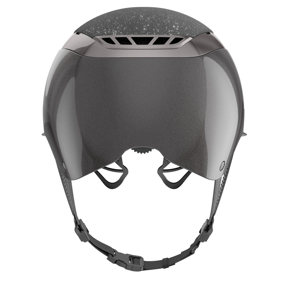 Grey shiny equestrian horse riding helmet 