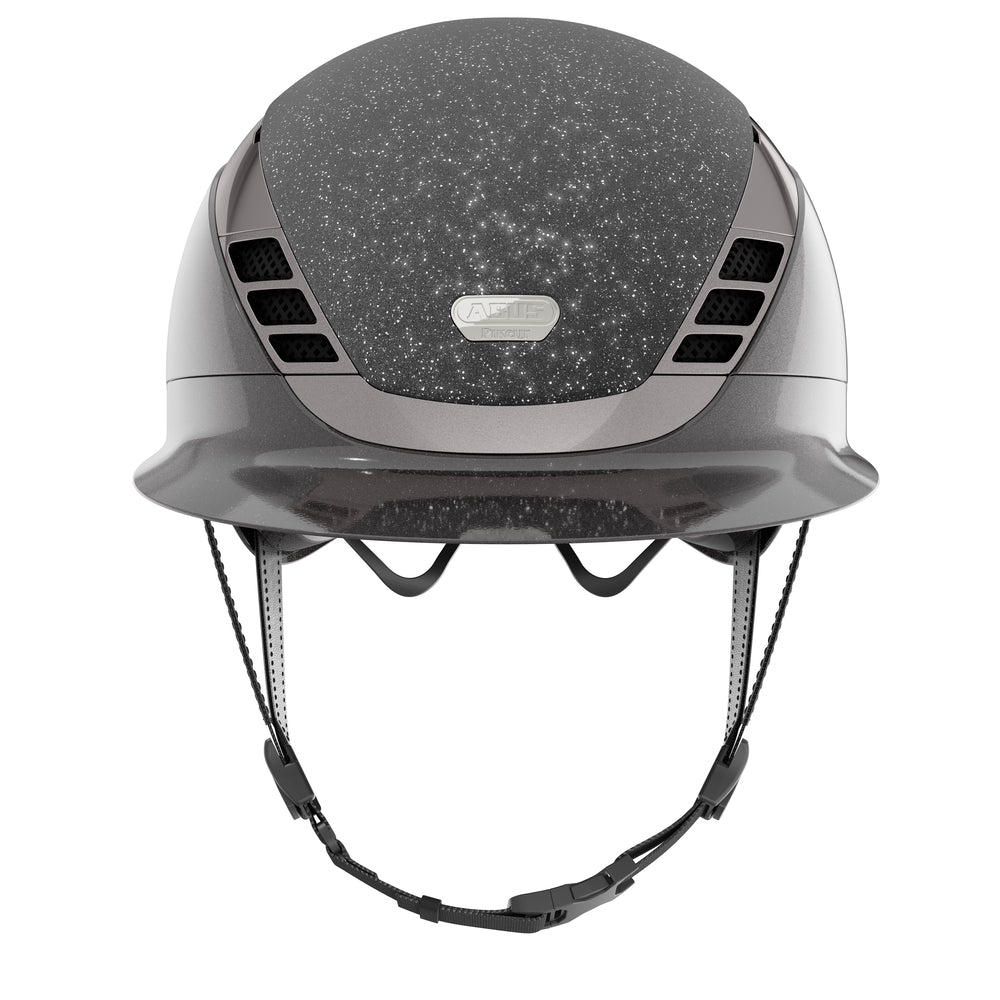 Grey shiny equestrian horse riding helmet 