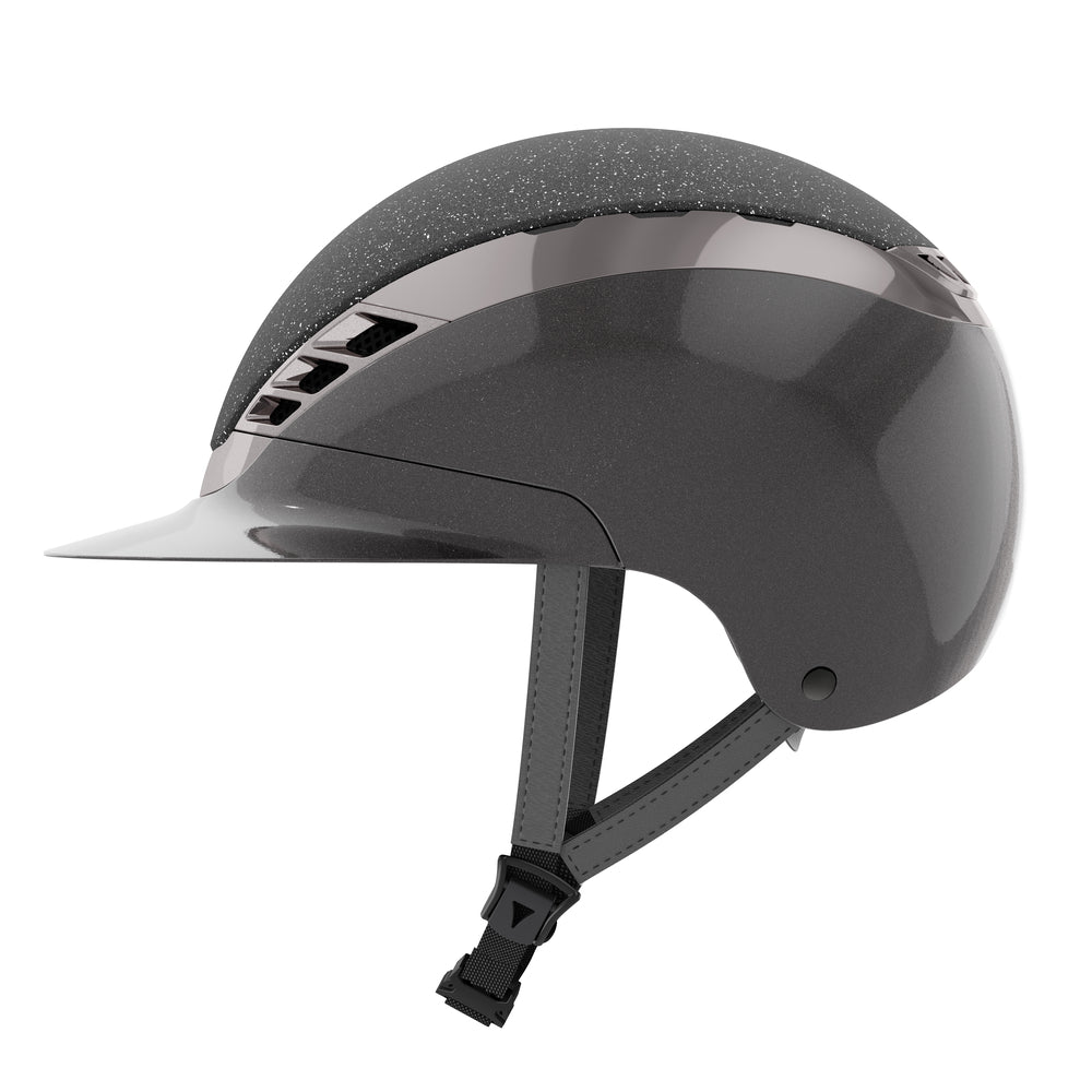 Grey shiny equestrian horse riding helmet 