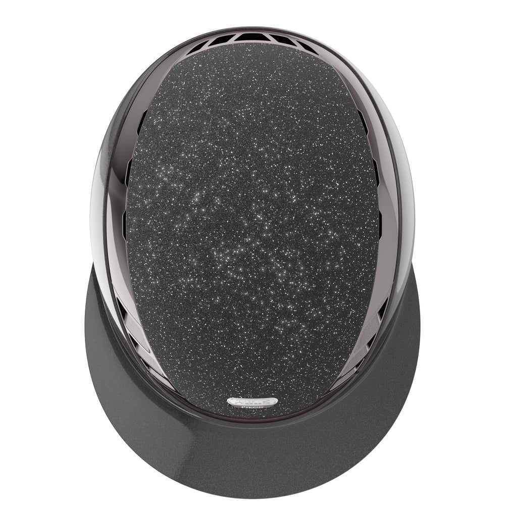 Grey shiny equestrian horse riding helmet 