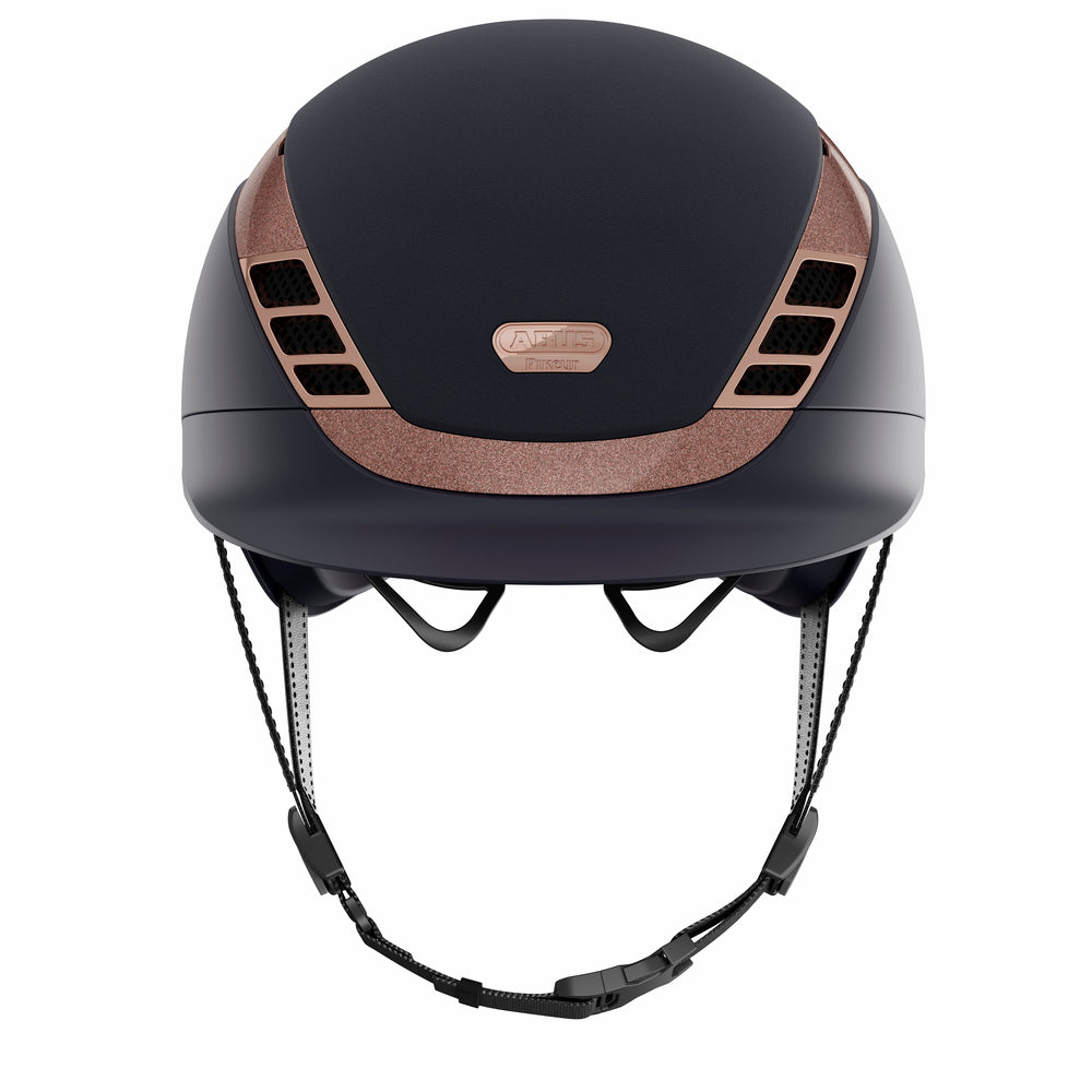 Navy blue and rose gold equestrian horse riding helmet