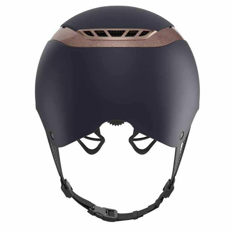 Navy blue and rose gold equestrian horse riding helmet