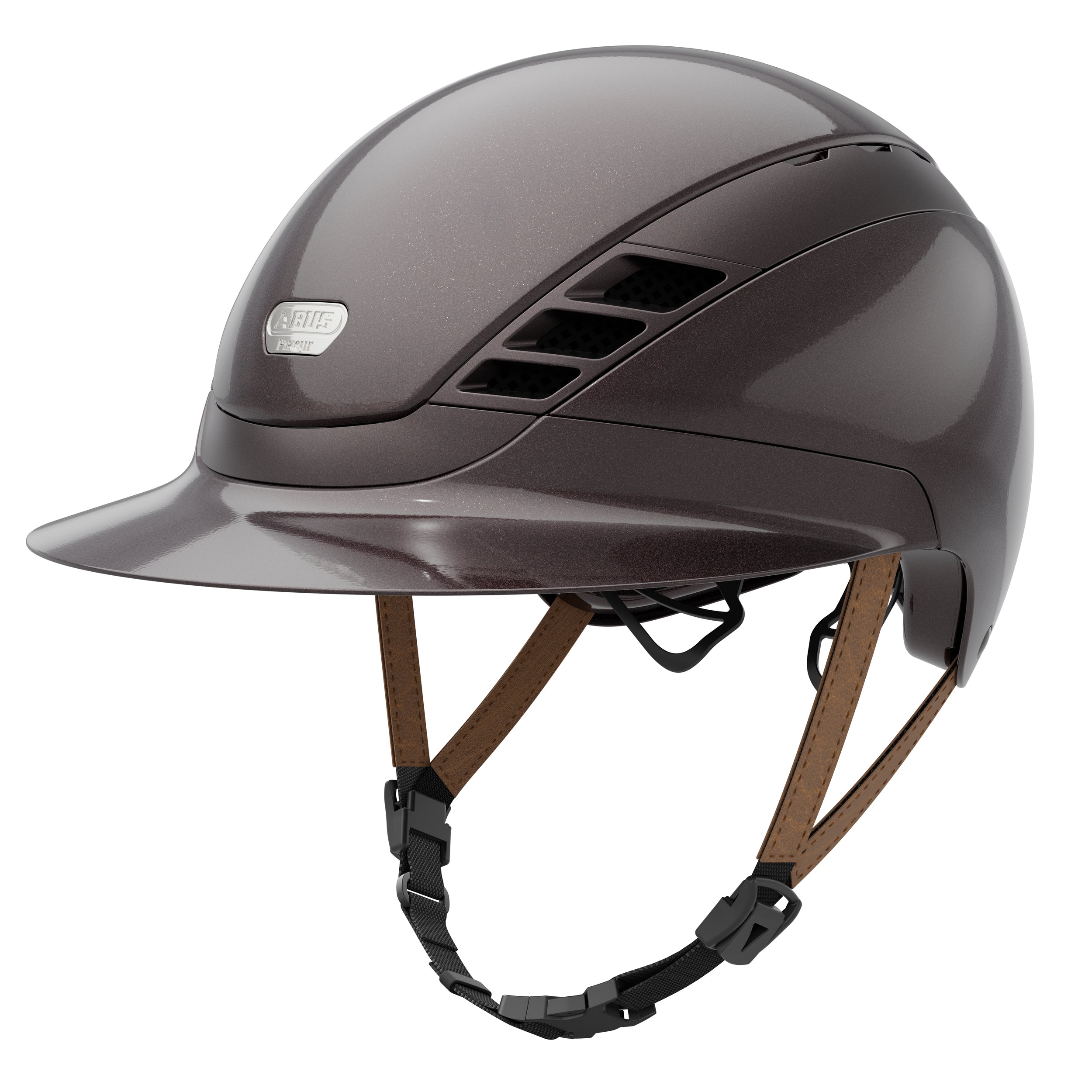 AirLuxe Pure *Limited Edition* Long Visor Riding Helmet - Shiny Metallic Hazelnut